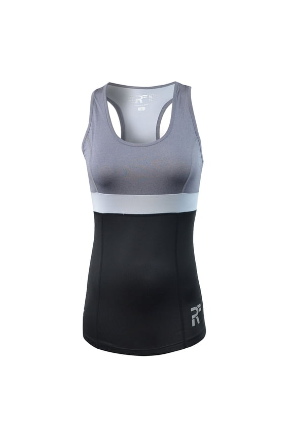 Women's Chakra II Tank Top - Fitted - Moisture Wicking - Charcoal/Black f3302-gkg