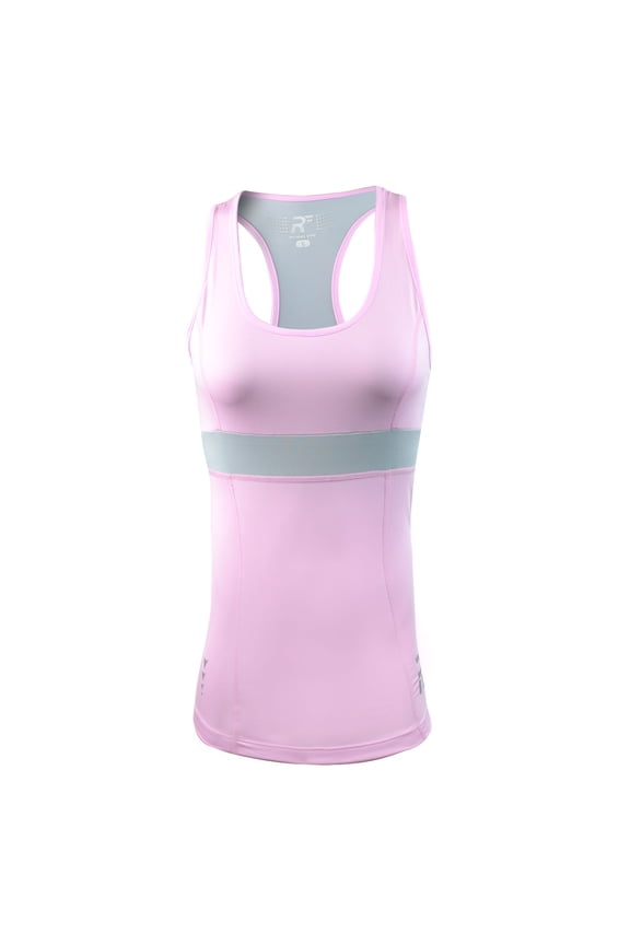 Women's Chakra II Tank Top - Fitted - Moisture Wicking - Light Pink/Grey f3302-lpg