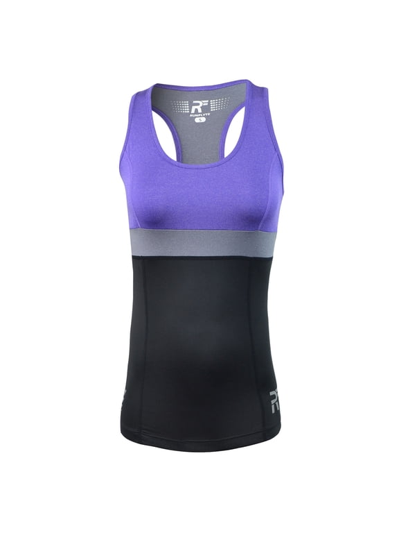 Women's Chakra II Tank Top - Fitted - Moisture Wicking - Violet/Black/Charcoal f3302-vgk