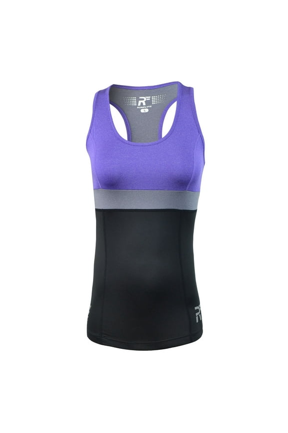 Women's Chakra II Tank Top - Fitted - Moisture Wicking - Violet/Black/Charcoal f3302-vgk