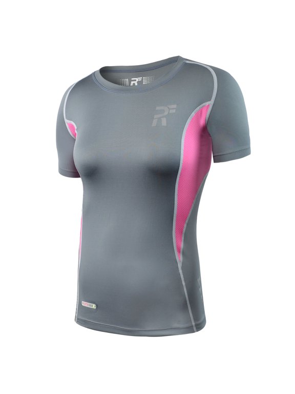 Women's Swarna Flow Short Sleeve T-Shirt Charcoal/Pink f3301-dgp