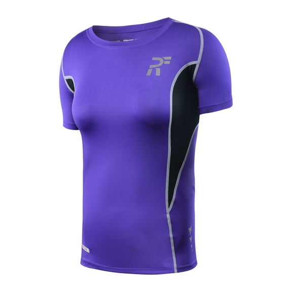 RunFlyte Women's Swarna Flow Short Sleeve T-Shirt Silvery Violet/Black f3301-vvk