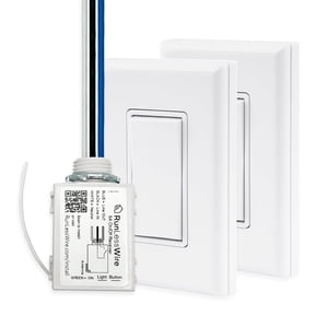 RunLessWire 3-Way On/Off Wireless Battery-Free Remote Light Switch Kit 150ft Range - White