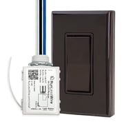 RunLessWire Single Pole On/Off Wireless Battery-Free Remote Light Switch Kit 150ft Range   Brown