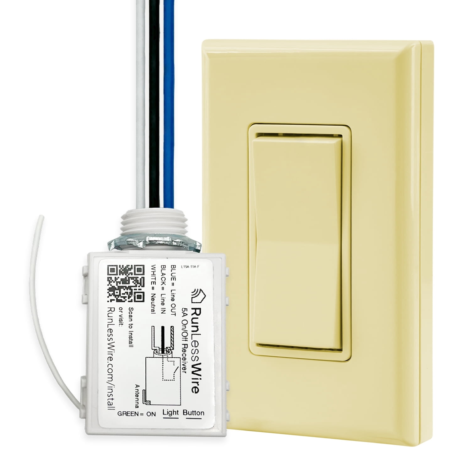 RunLessWire Single Pole On/Off Wireless Battery-Free Remote Light ...