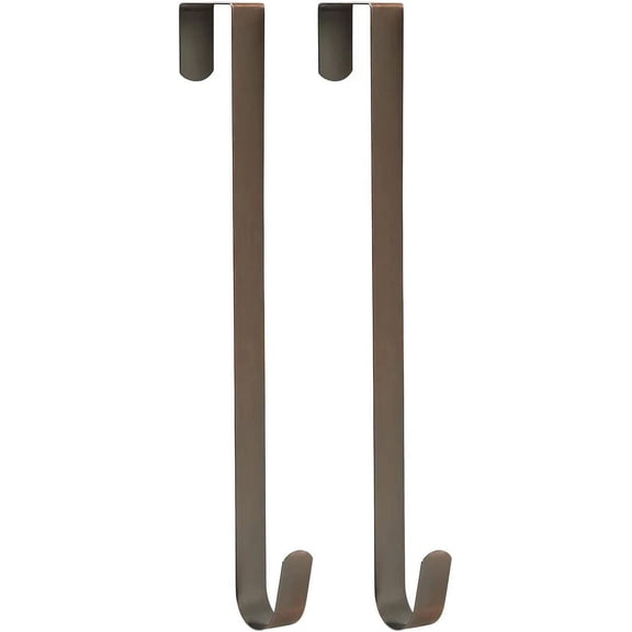RunMin Grocery Store 15" Wreath Hanger for Front Door,Sturdy Steel Wreath Door Hanger,Over The Door Hanger Hook (Brushed Copper, 2)