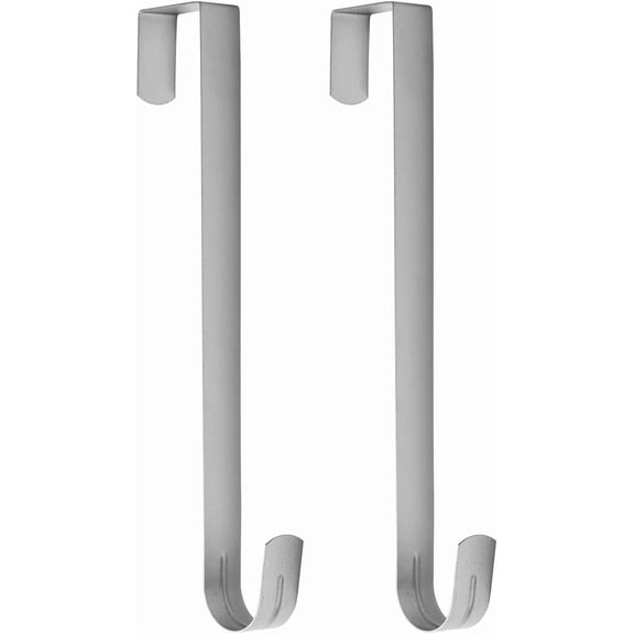 RunMin Grocery Store 15" Wreath Hanger for Front Door,Sturdy Steel Wreath Door Hanger,Over The Door Hanger Hook (Silver,2)