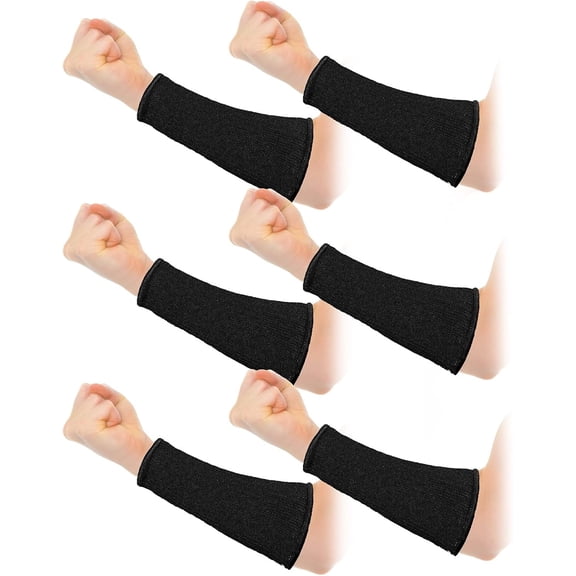 RunMin Grocery Store 3 Pairs Arm Protectors for Thin Skin and Bruising Cut Resistant Forearm Sleeve Level 5 Arm Burn Protection Sleeve (Black,7.9 Inch)