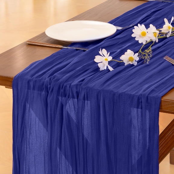 RunMin Grocery Store 6pcs Royal Blue Cheesecloth Table Runner Boho Rustic Gauze 120 inch 10FT Cheese Cloth Sheer Runner for Wedding Party Baby Shower Birthday Home Decor Holiday Decorations