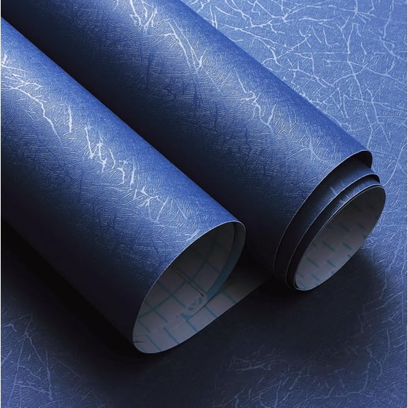 RunMin Grocery Store Contact Paper Blue Silk Wallpaper Textured Peel and Stick Wallpaper Removable Embossed Self Adhesive Wall Paper for Walls Vinyl Rolls 17.3 inch X 78.7 inch