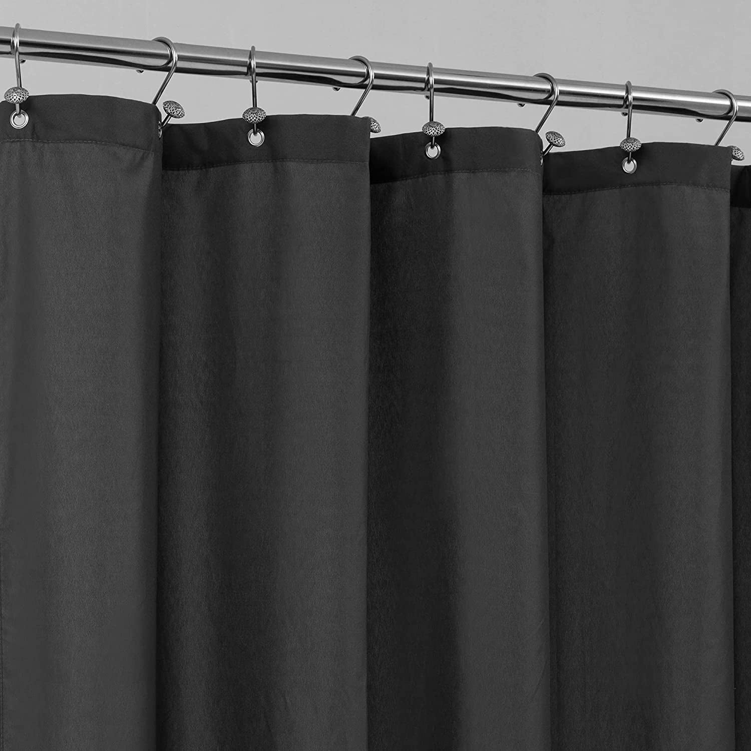 RunMin Grocery Store Stall Fabric Shower Curtain Liner Waterproof - Soft & Lightweight Long Stall Size Shower Curtain with Magnets, Machine Washable - 54x78, Black