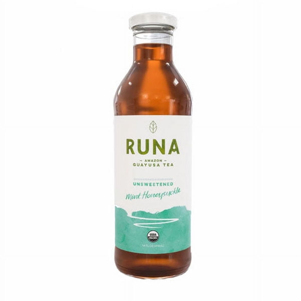Runa Guayusa Bottled Tea Unsweetened Mint Honeysuckle 14 Ounce Glass ...