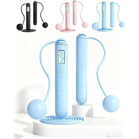 Runaivete Skipping Rope with Counter, 3-in-1 Cordless Jump Rope with Gravity Ball - Weighted & Tangle-Free Design, Adjustable Length with Digital Timer, Calorie Counter for Fat Burning