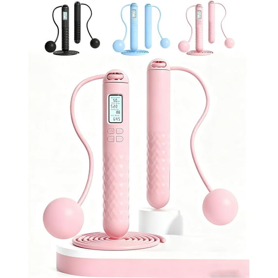 Runaivete Skipping Rope with Counter, 3-in-1 Cordless Jump Rope with Gravity Ball - Weighted & Tangle-Free Design, Adjustable Length with Digital Timer, Calorie Counter for Fat Burning