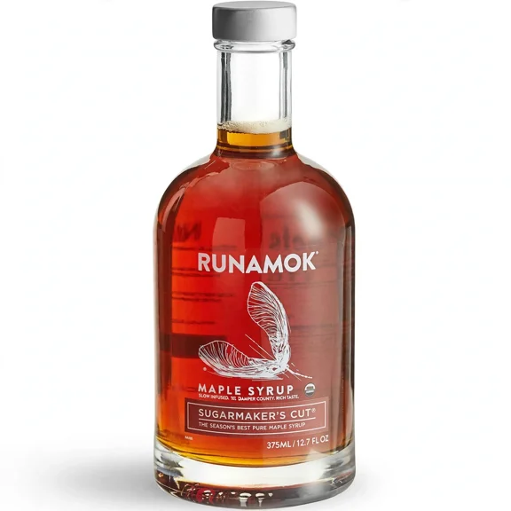 Runamok Sugarmaker's Cut Grade A Amber Pure Maple Syrup, 12.7 fl. oz. (375 mL) Organic Vermont Maple Syrup in Glass Bottle