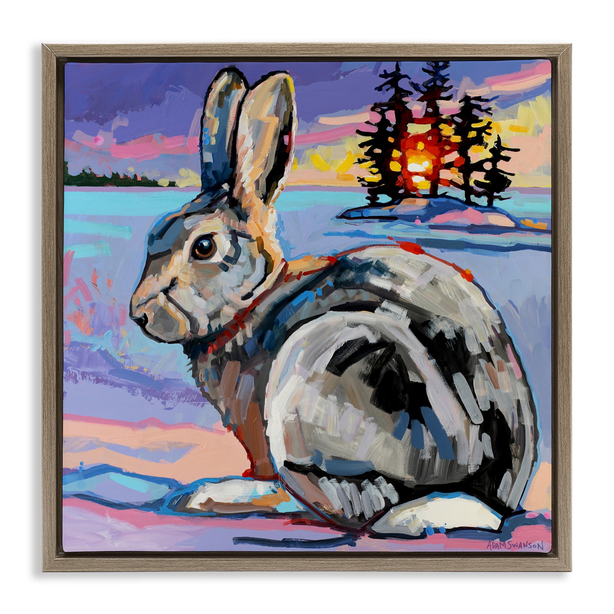 Runaway Goliath Rabbit Brown Framed Floater Canvas Wall Art, design by Adam Swanson