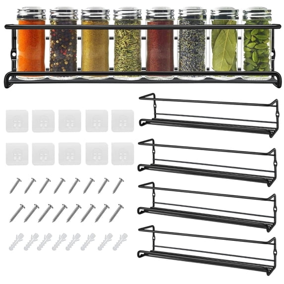 Locking Spice Rack Runbaixing 4 Tier Spice Rack Wall Mount, Pantry Cabinet Door Organizer ...