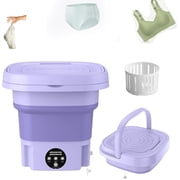 Runbaixing 8L Mini Foldable Washing Machine, with 3 Modes Deep Cleaning Half Automatic Wash for Socks, Baby Clothes, Towels Purple