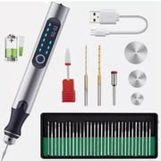 Runbaixing Mini Cordless Electric Engraving Pen with 33 Drill Bits, Grey