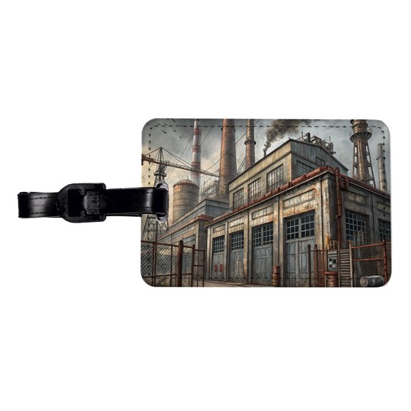 Rundown Old Industrial Factory Faux Leather Travel Luggage Tag