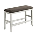 thumbnail image 1 of Rune 41 Inch Counter Height Bench Off White Wood Base Gray Padded Seat - Saltoro Sherpi, 1 of 5