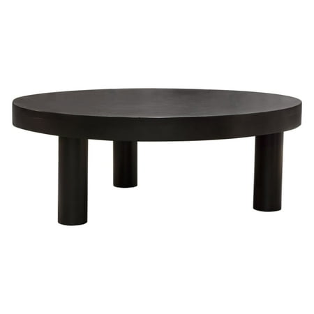 Diamond Sofa RUNECTBL 42 in. Solid Acacia Wood Top & Iron Leg Base Rune Round Cocktail Table - Black