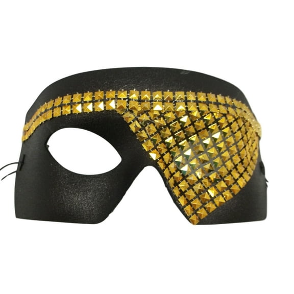 "Rune" Black Gold Studded Steampunk Masquerade Prom Halloween Mask