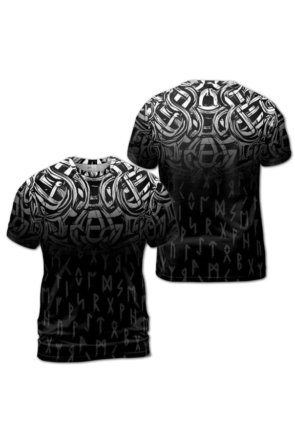 Runer Viking Dark Tribal Pattern Grunge Men's T-shirt S-5XL