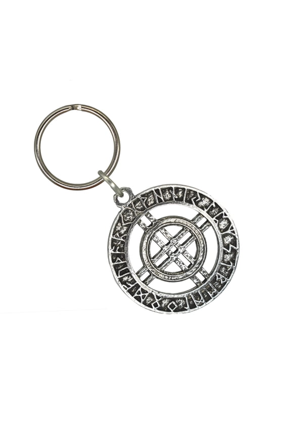 Runes Circle With Center Keychain, G112KC, 1 3/4 inch, Viking, Norse, Pewter, Key Fob, Key Ring, Keys, Zipper Pull, Luggage Tag, Backpack, Over 300 Keychain Designs, Handmade in the USA
