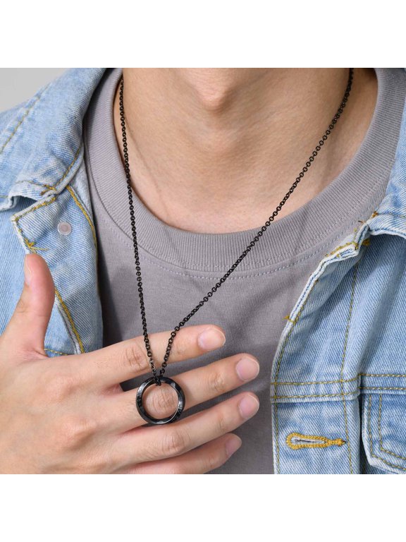Runes Pendant Necklace for Men, Stainless Steel Viking Twisted Necklace, Norse Scandinavian Amulet Talisman Necklaces