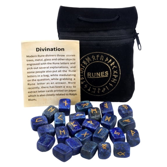 Runes Stones Set 25pcs with Velvet Pouch, Instruction Guide, and Layout ...