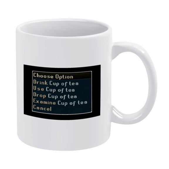 Retro Gaming Interaction Menu Coffee Mug White Ceramic 11 oz "Drink Cup of Tea" Choice Box Graphic Tea Cup Novelty Gamer Sarcastic Saying Drinkware Daily Home and Office Use