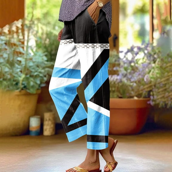 Runfenguu Baseball Pants, Comfy Work Pants Women Women'S Spring Print All-Match Straight Leg Casual Pants