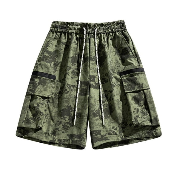Runfenguu Bloomer Shorts, Plus Size Biker Shorts Men Casual Print Pocket Elastic Waist Straight Half Beach Shorts Pants Sport Pants Boys Golf Shorts