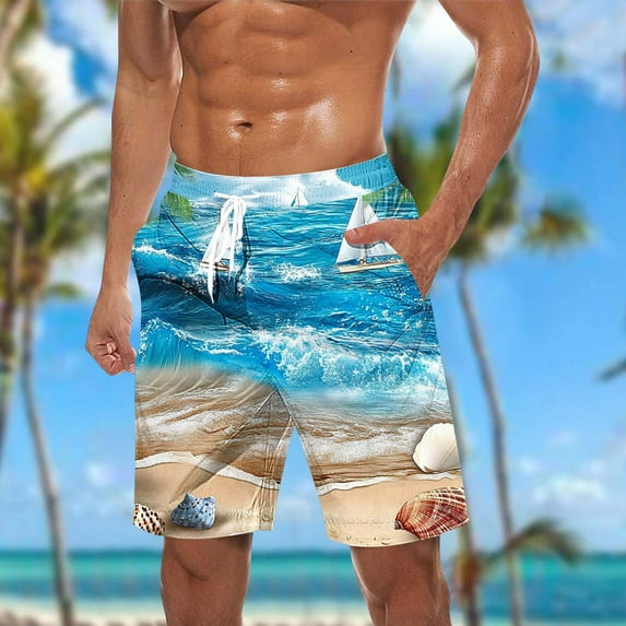 Runfenguu Fishing Shorts For Men, Mens Shorts With Zipper Pockets Men Casual Fashion Print Shorts With Pockets Elastic Waist Beach Pants Boys Cargo Shorts