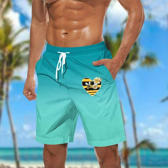 Runfenguu Fold Over Shorts, Mens Summer Shorts Men Casual Fashion Print Shorts With Pockets Elastic Waist Beach Pants Biker Shorts