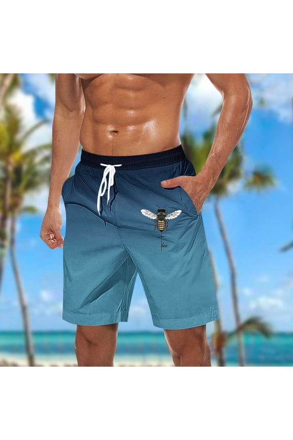 Graphic Shorts Men, The Big Short Men Casual Fashion Print Shorts With Pockets Elastic Waist Beach Pants Athletic Shorts