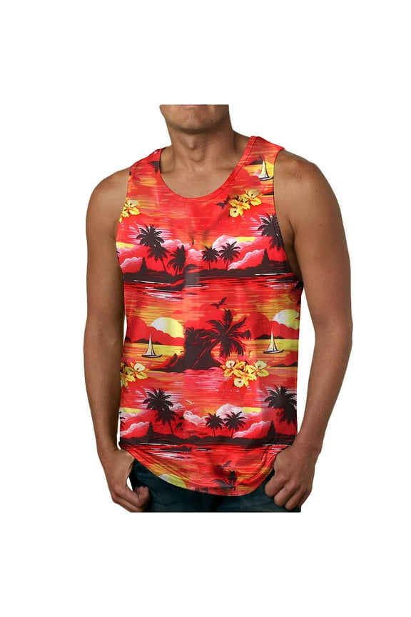 High Neck Tank Top Mens Tank Top Undershirt Men Casual Fashion Sleeveless Printing Pullover Round Neck Sports Tank Vests For Men