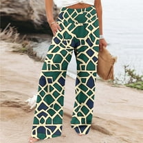 Runfenguu Hiking Pants Women, Motorcycle Pants Women Women Casual Comfortable Printing Pockets Elastic Waist Straight Loose Pants