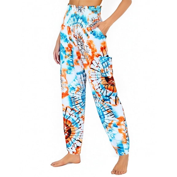 Runfenguu Hiking Pants Women, Wide Leg Sweatpants Women Women'S Tighten And Stretch Waist Printed Sports Loose Casual Wide Leg Pants With Pocket