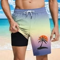 thumbnail image 1 of Runfenguu Long Shorts For Men, Jumpsuit Shorts Men'S Sports Shorts Breathable Running And Fitness Training Shorts Palm Tree Print Thin Three Quarter Shorts Dance Shorts, 1 of 5
