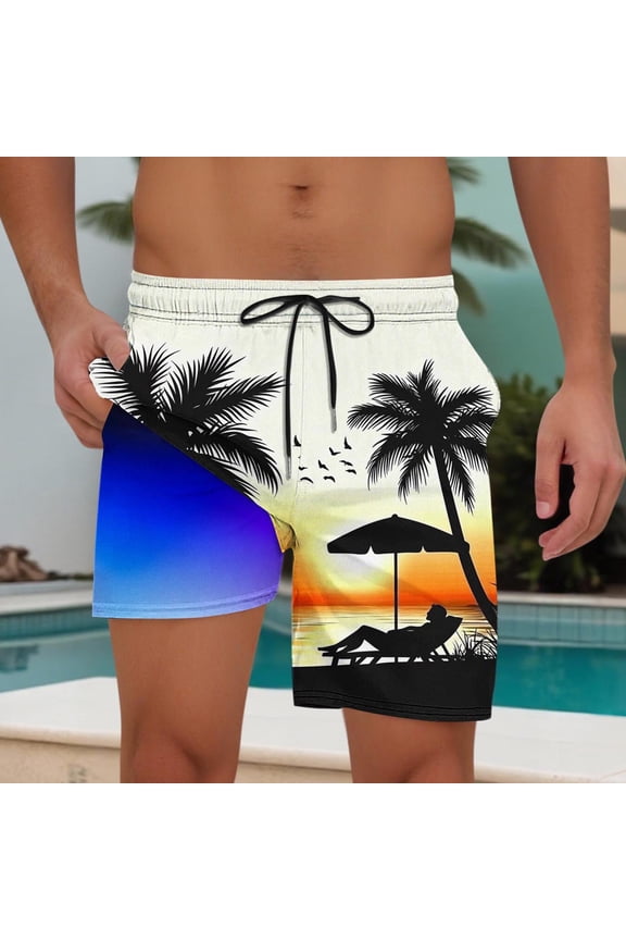 Long Shorts, Muay Thai Shorts Men Casual Fashion Print Shorts With Pockets Elastic Waist Beach Pants Summer Dress Short