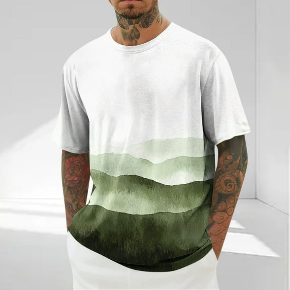 Runfenguu Men'S Graphic Tees Cute Summer Topmen Print Round Neck Casual Fashion Short Sleeve Round-Neck Blouses Shirts