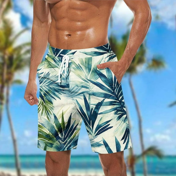 Runfenguu Mens Board Shorts, Trouser Shorts Men Casual Fashion Print Shorts With Pockets Elastic Waist Beach Pants Men Running Shorts