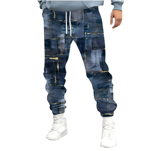 Runfenguu Mens Dress Pants Dress Pants For Men Men'S Sports Pants Tapered Running Exercise Pants Drawstring Running Pants Printed Pants Boho Pants
