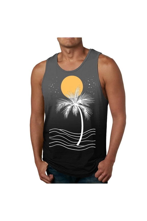Mens Tank Tops Workout Spaghetti Strap Tank Top Men'S Fashion Casual Summer Loose Waistcoat Print Sport Round-Neck Tank Features Motorcycle Vests For Men
