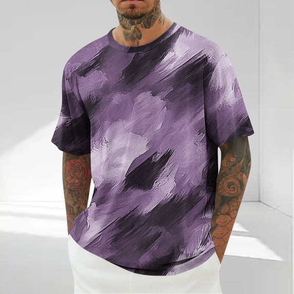 Runfenguu Oversized Tees Summer Topmen Print Round Neck Casual Fashion Short Sleeve Round-Neck Blouses Shirts