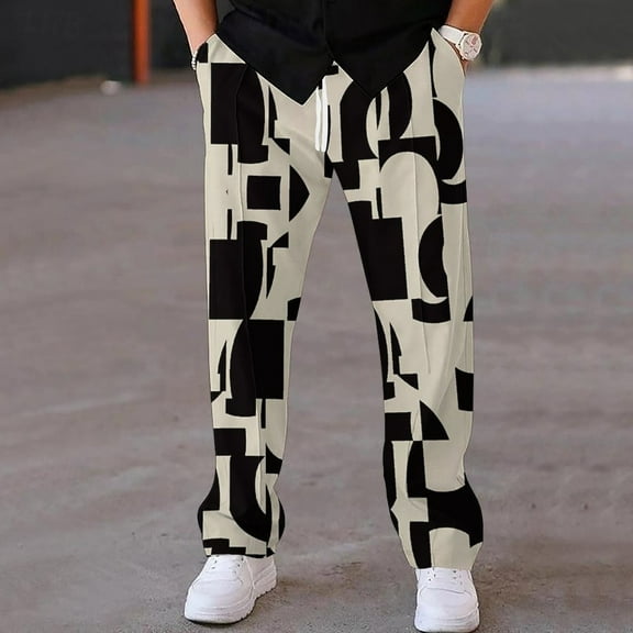 Runfenguu Pants Pants For Men Men Solid Fashion Casual Printing With Pockets Elastic Waist Long Pants Sweatpants Trousers Motorcycle Pants