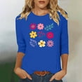 thumbnail image 1 of Runfenguu Plus Size Graphic Tees Womens T Shirts Loose Fits Ladies' Fashion Floral Printed Round Neck 3/4 Sleeve T-Shirt Shirt Sleeve Round Neck Top/Shirt, 1 of 6