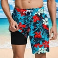 thumbnail image 1 of Runfenguu Plus Size Swim Shorts, Biker Shorts Set Men'S Sports Shorts Beach Pants Elastic Waist Drawstring Pockets Casual Print Knee Length Shorts Soccer Shorts Men, 1 of 6